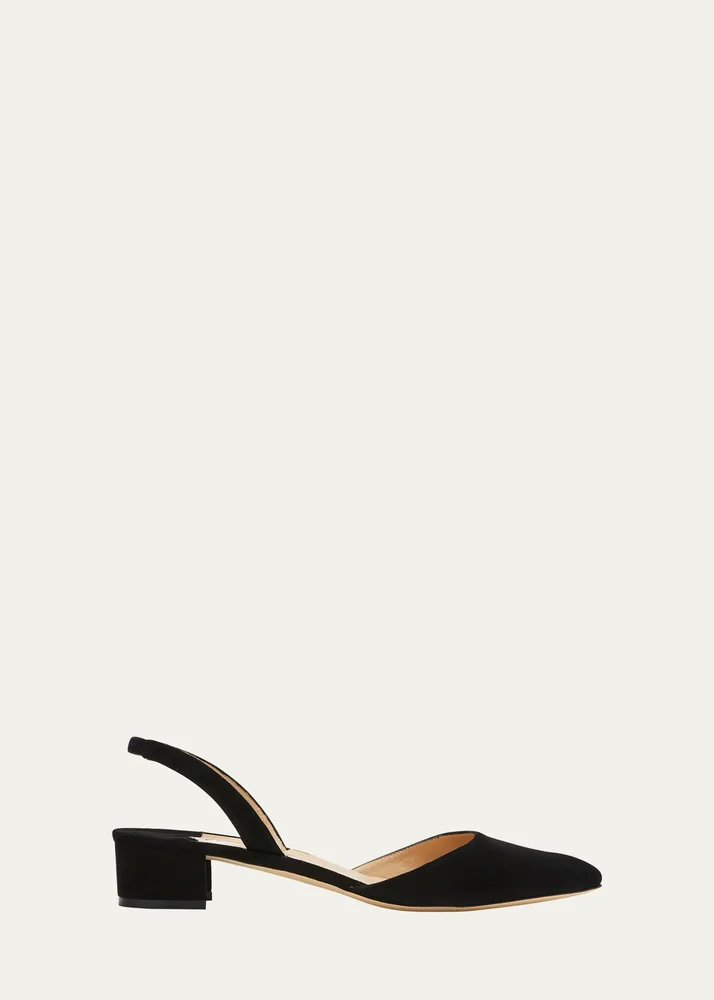 Aspro Suede Block-Heel Slingback Pump