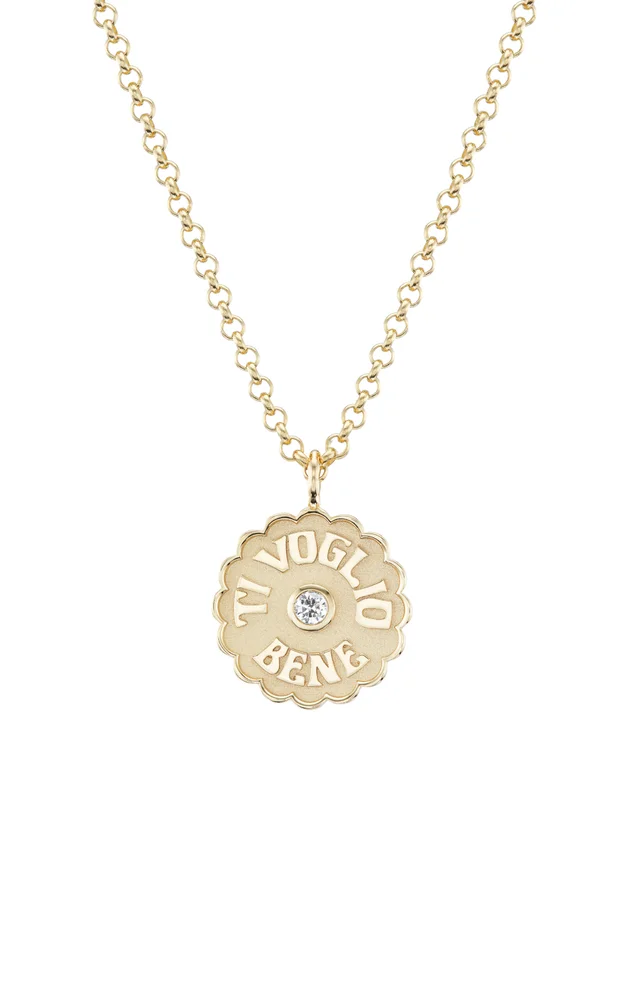 Large Ti Voglio Bene 14K Yellow Gold Diamond Necklace