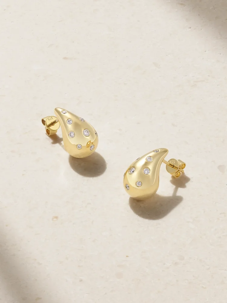 Happy Tears 14-karat gold diamond earrings