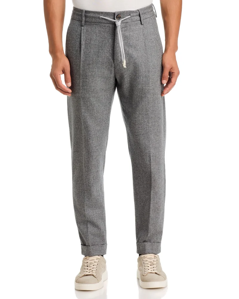 Wool & Cotton Cashmere Flannel Drawstring Jogger Pants