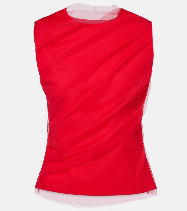 Draped tulle top