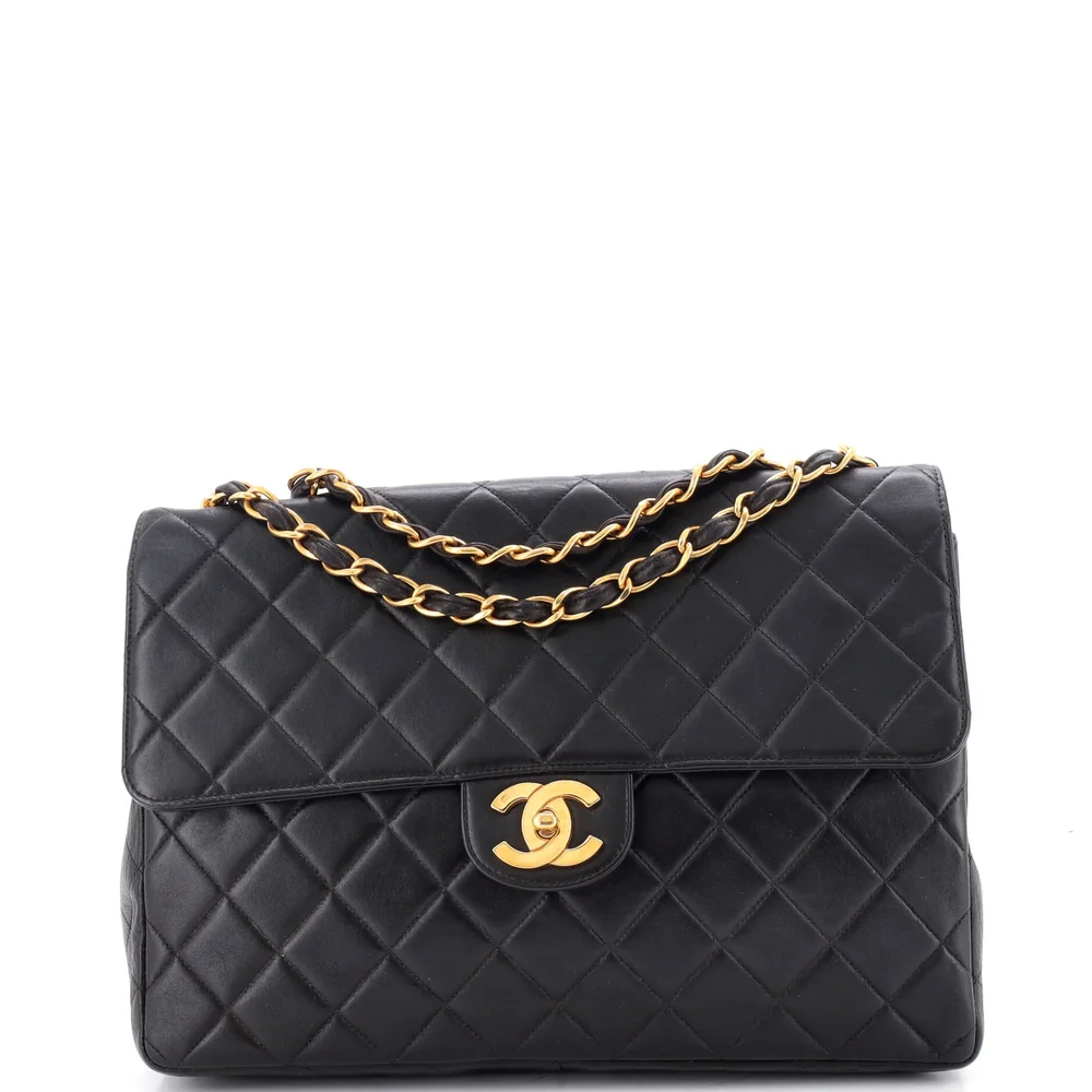 Pre-Owned Chanel Vintage Classic Single Flap Bag Quilted Lambskin Maxi