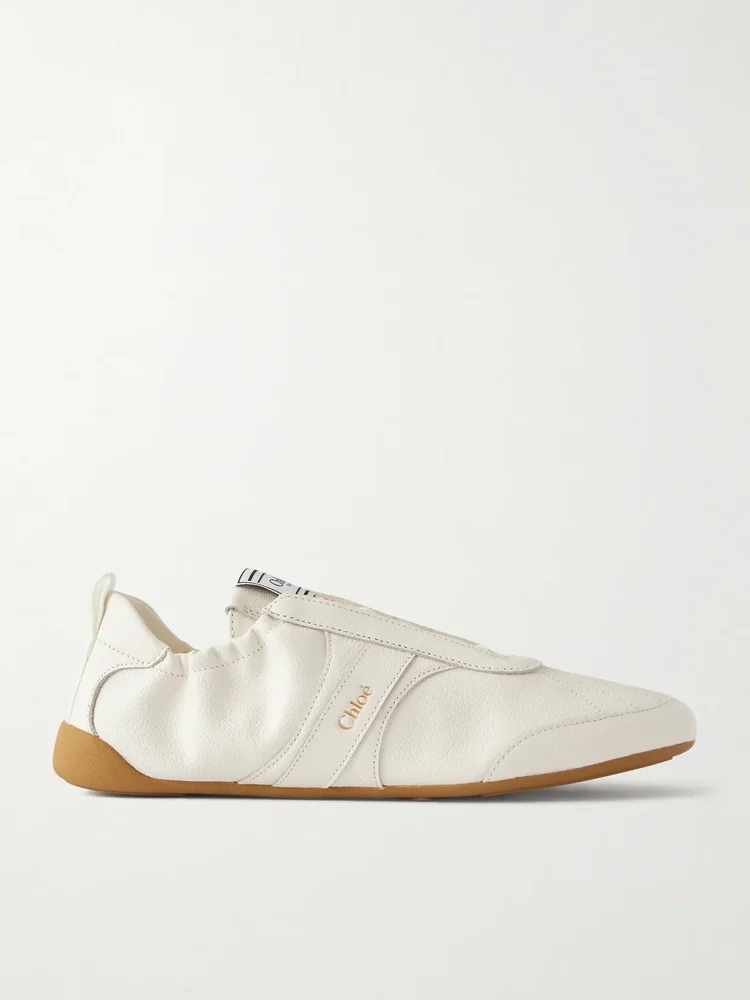 Kick textured-leather low-top sneakers