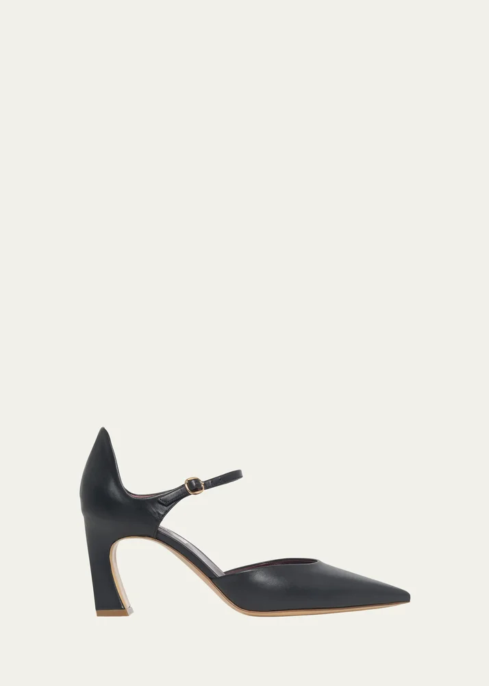 75mm Devil Leather Ankle-Strap Pumps
