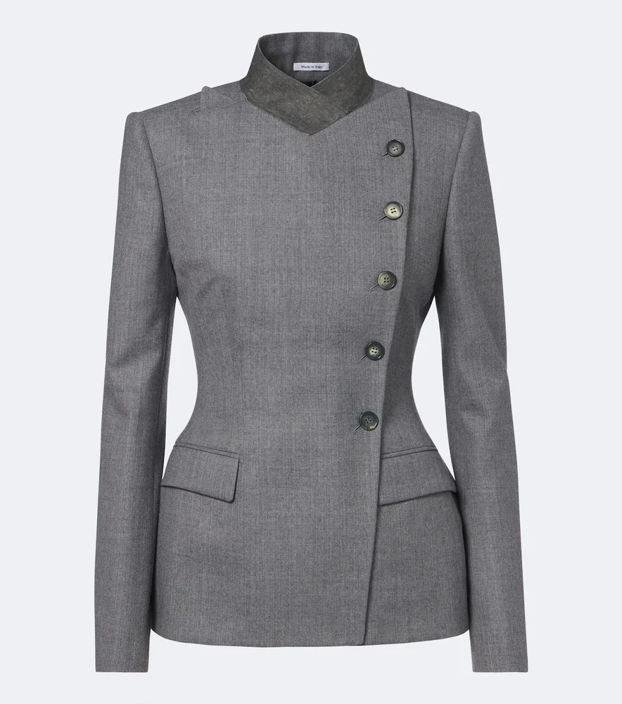 Pinstripe peplum wool blazer