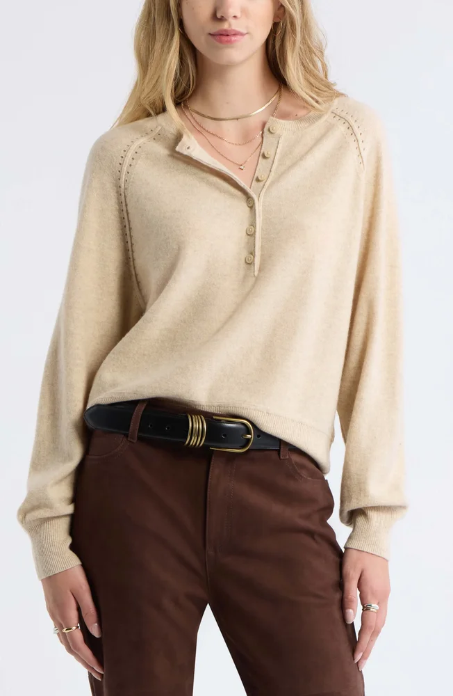 Wool & Cashmere Blend Henley Sweater