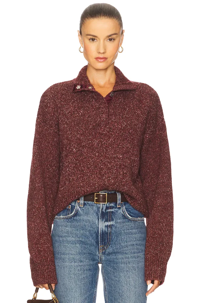 Henley Snap Front Sweater