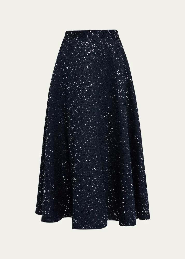 Sequin Tweed A-Line Midi Skirt