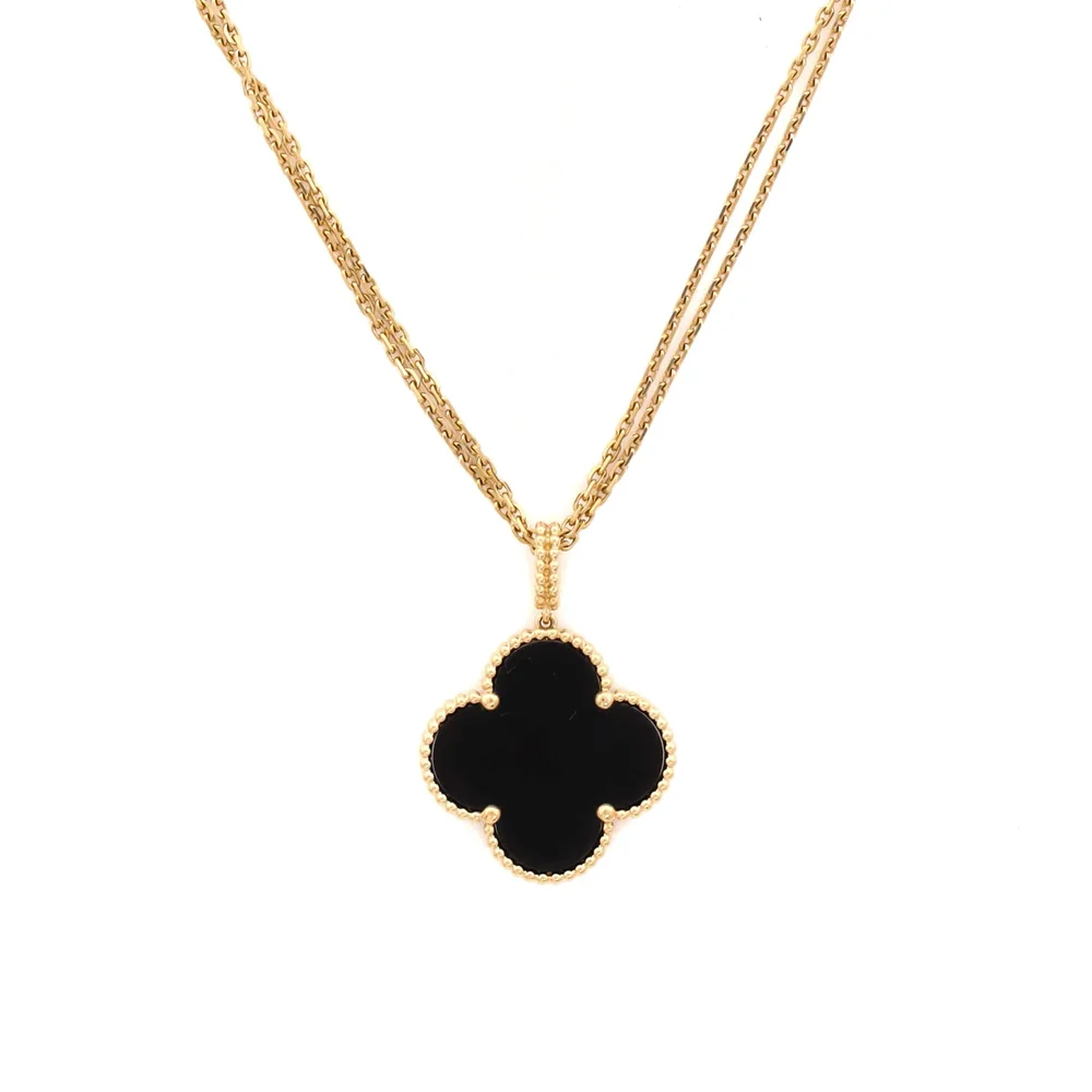 Magic Alhambra Pendant Necklace 18K Yellow Gold And Onyx