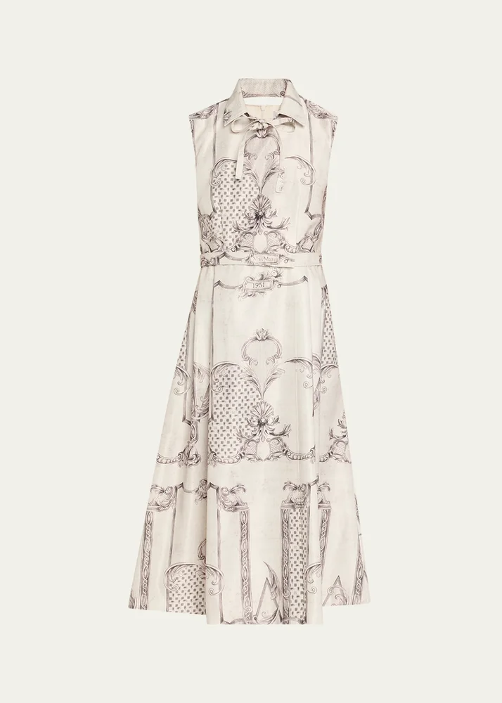 Sleeveless Paisley-Print Midi Dress