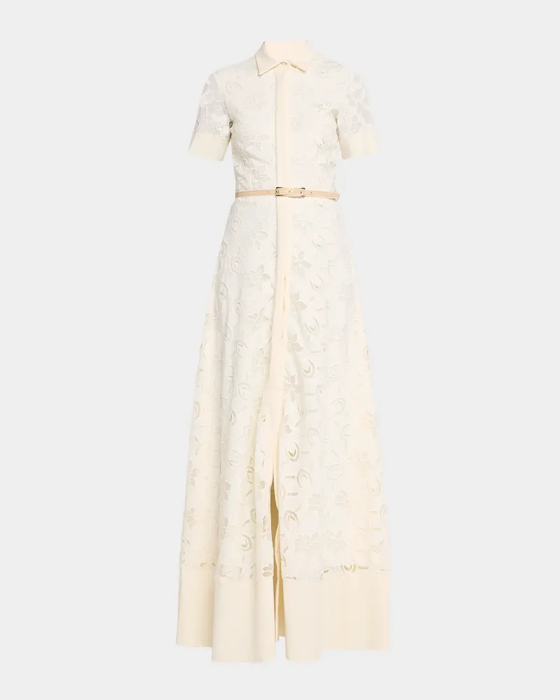 Feria Floral-Embroidered Maxi Shirtdress