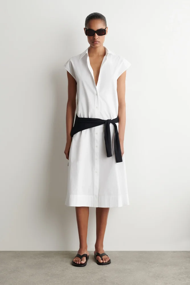 Sleeveless Cotton-Poplin Shirt Dress