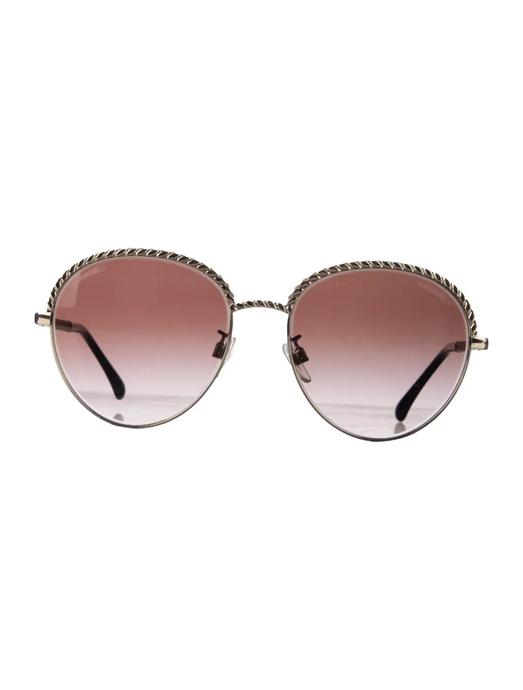 Interlocking CC Logo Chain Round Sunglasses