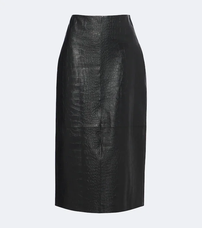 Meeka croc-effect leather pencil skirt