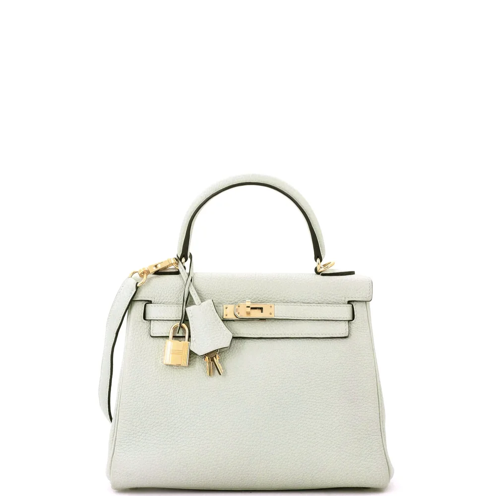 Pre-Owned Kelly Handbag Gris Neve Togo with Gold Hardware 25