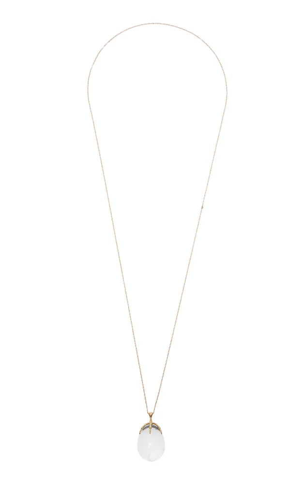 Claw With Egg 14K Yellow Gold Quartz Pendant