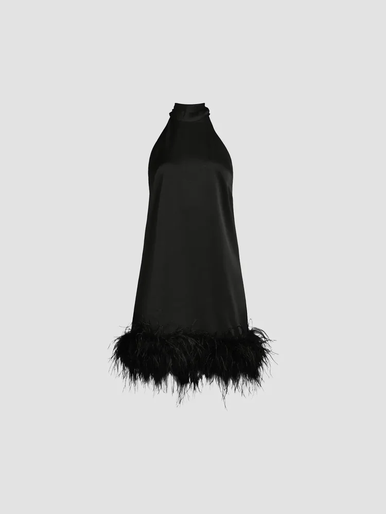 Sari Feather-Trim Minidress