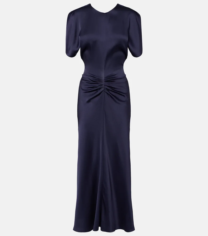 Bela gathered satin midi dress