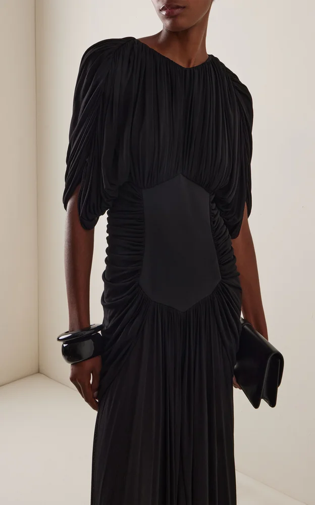 Micka Gathered Georgette Maxi Dress