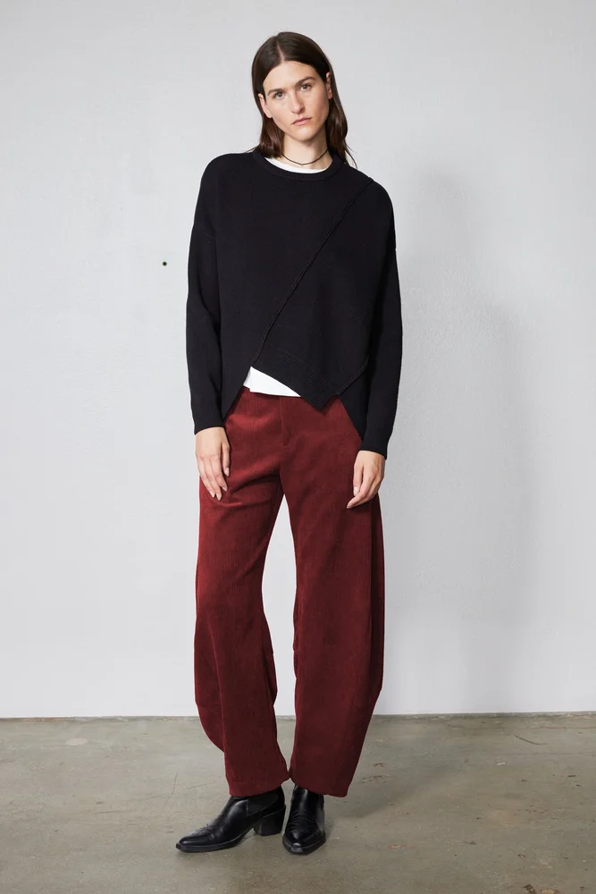 Uptown Loose Barrel Corduroy Pants, Pomegranate