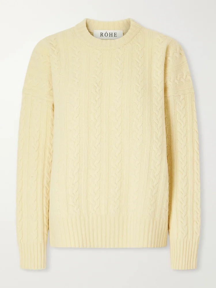 Cable-knit wool-blend sweater