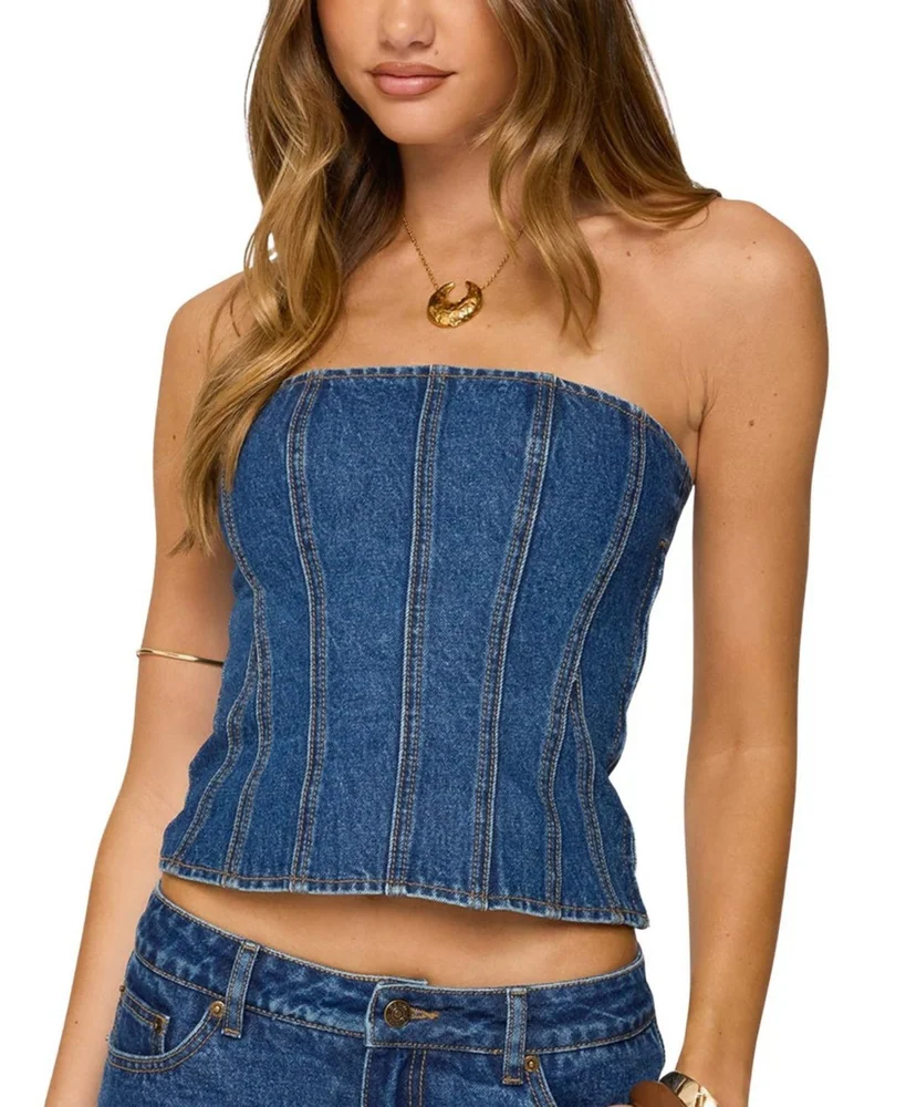 Camelia Strapless Denim Corset