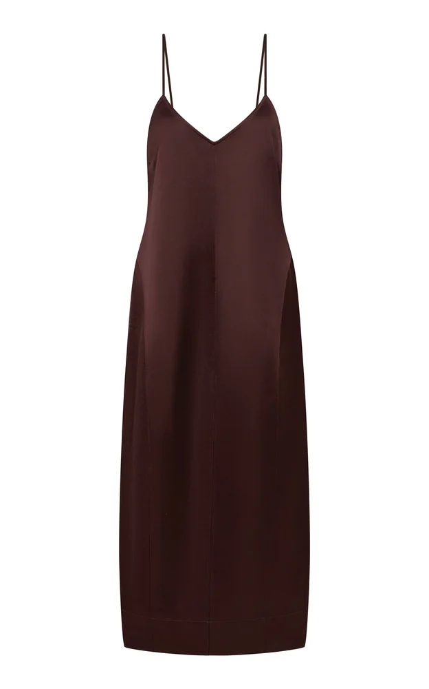 Structured Satin Cotton-Blend Cocoon Midi Dress