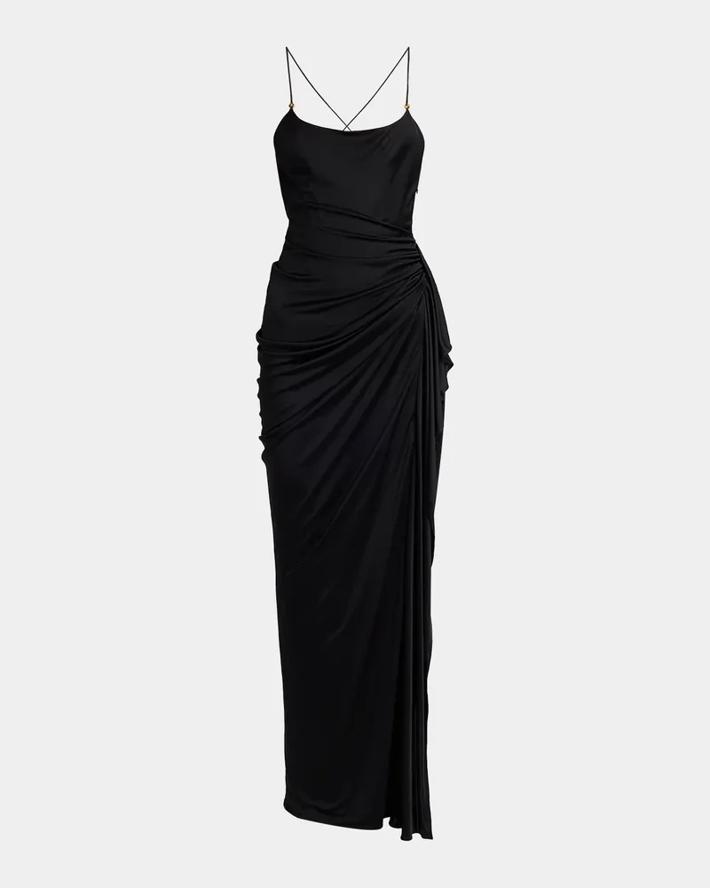 Draped Open-Back Gown
