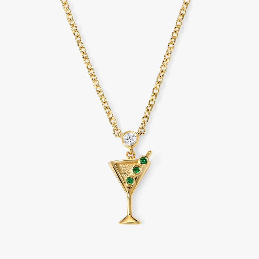 Cocktail Martini Glass Chain Necklace