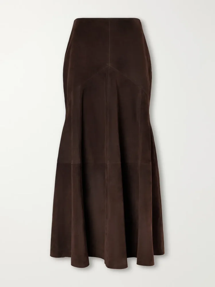 Garnier paneled suede midi skirt