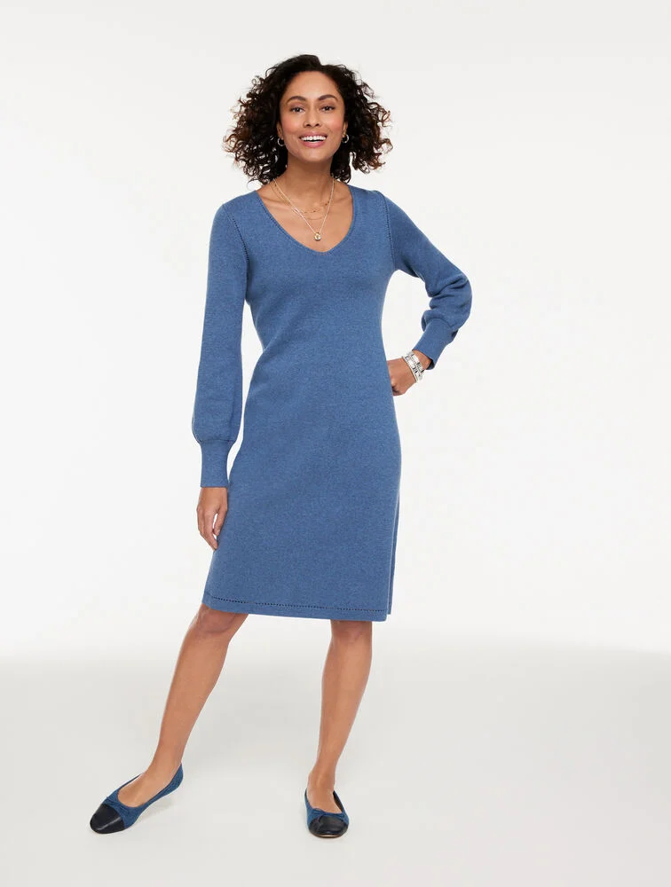 Sweater Studio V-Neck Midi Dress
