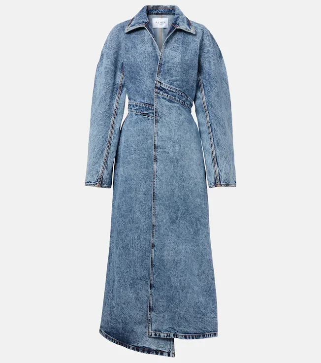 Asymmetric denim coat