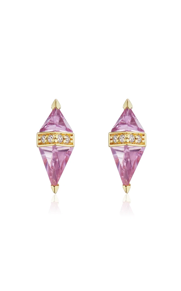 Pietra 18K Yellow Gold Diamond Topaz Stud Earrings