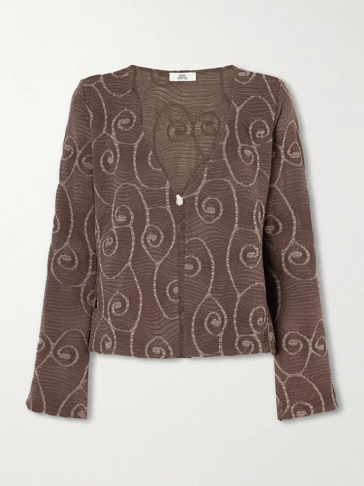 Arerna textured metallic knitted cardigan