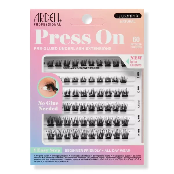 Press On Pre-Glued Underlash Extensions, Faux Mink Natural