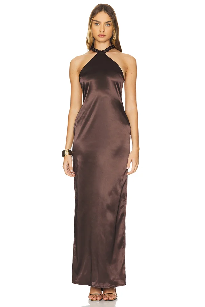 Satin Halter Maxi Dress
