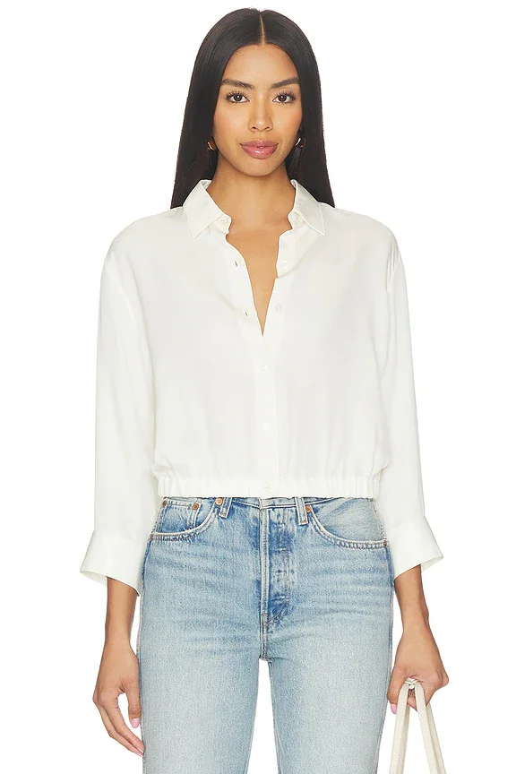 Theory Quarter Sleeve Cropped Shirt