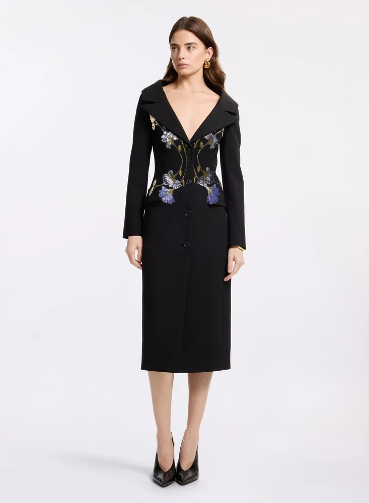 Single-Breasted Crepe-Wool Coat