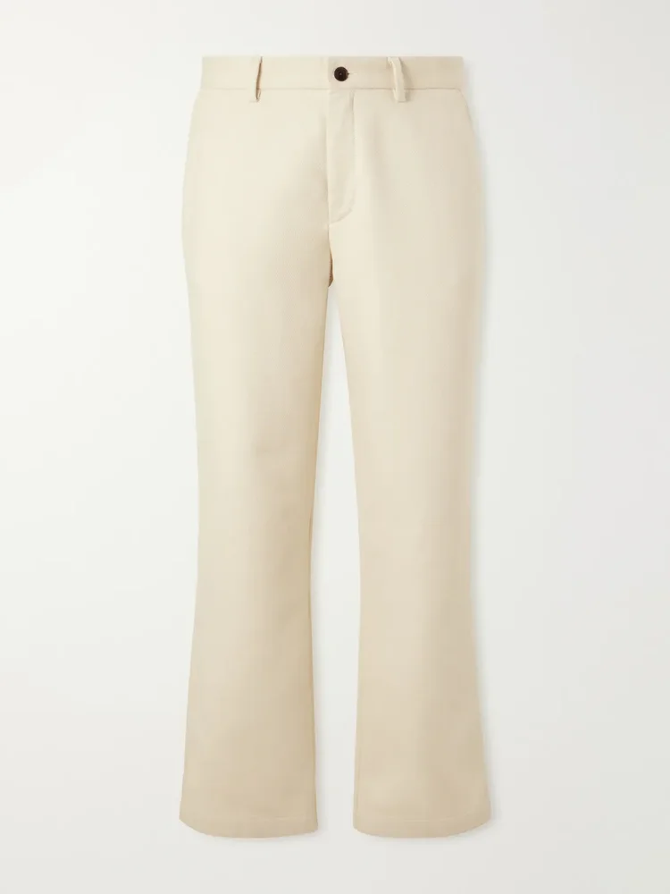Straight-Leg Cotton and Cashmere-Blend Twill Trouser