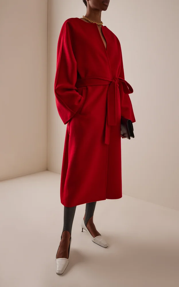 Collarless Wool-Cashmere Coat