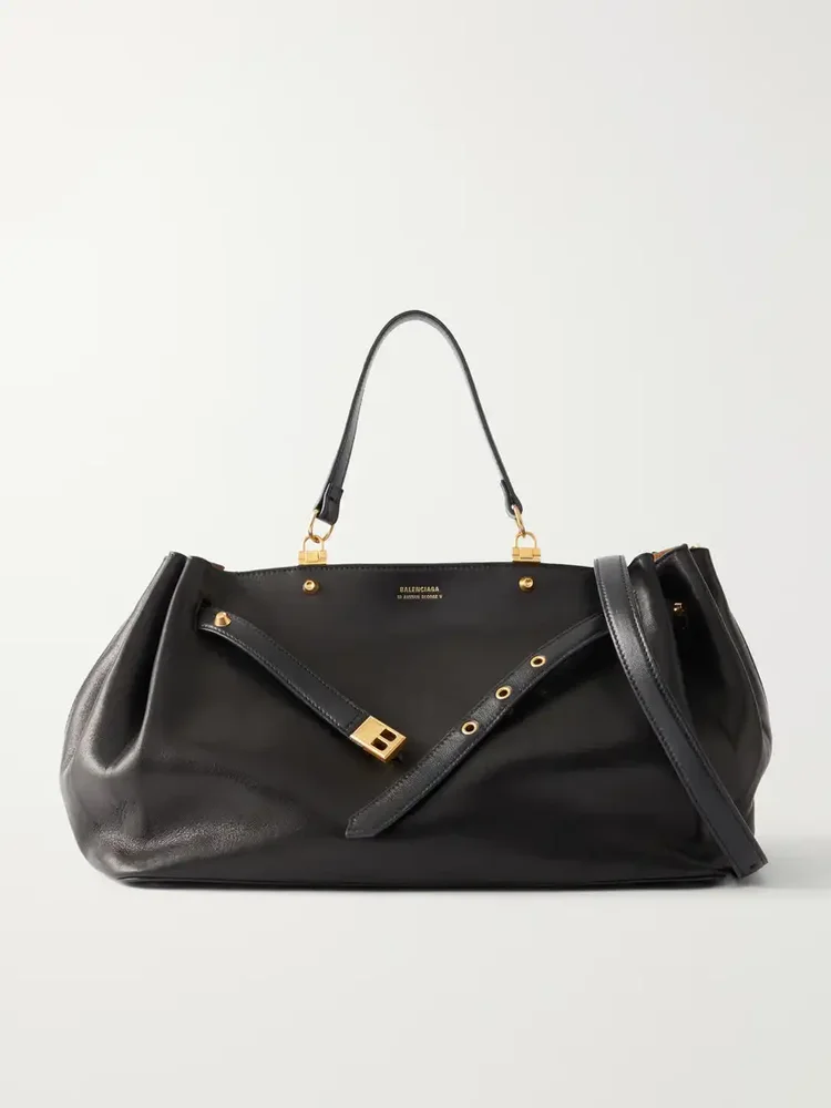 Fan medium leather tote