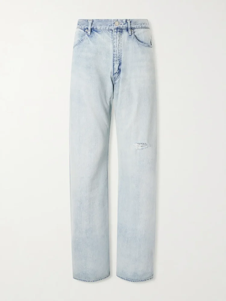 distressed wide leg jeans