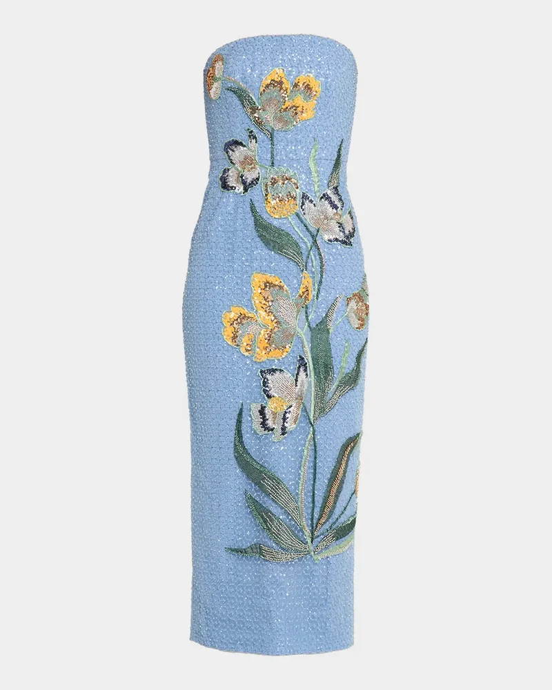 Sofia Strapless Beaded Floral Gown