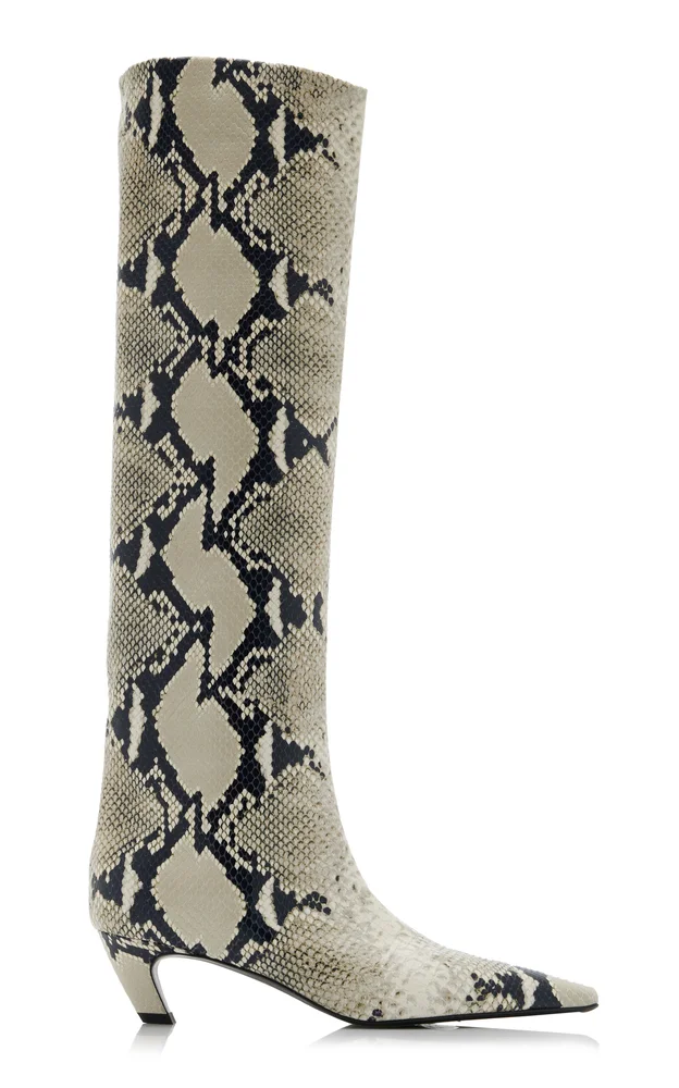Davis Embossed-Leather Knee Boots