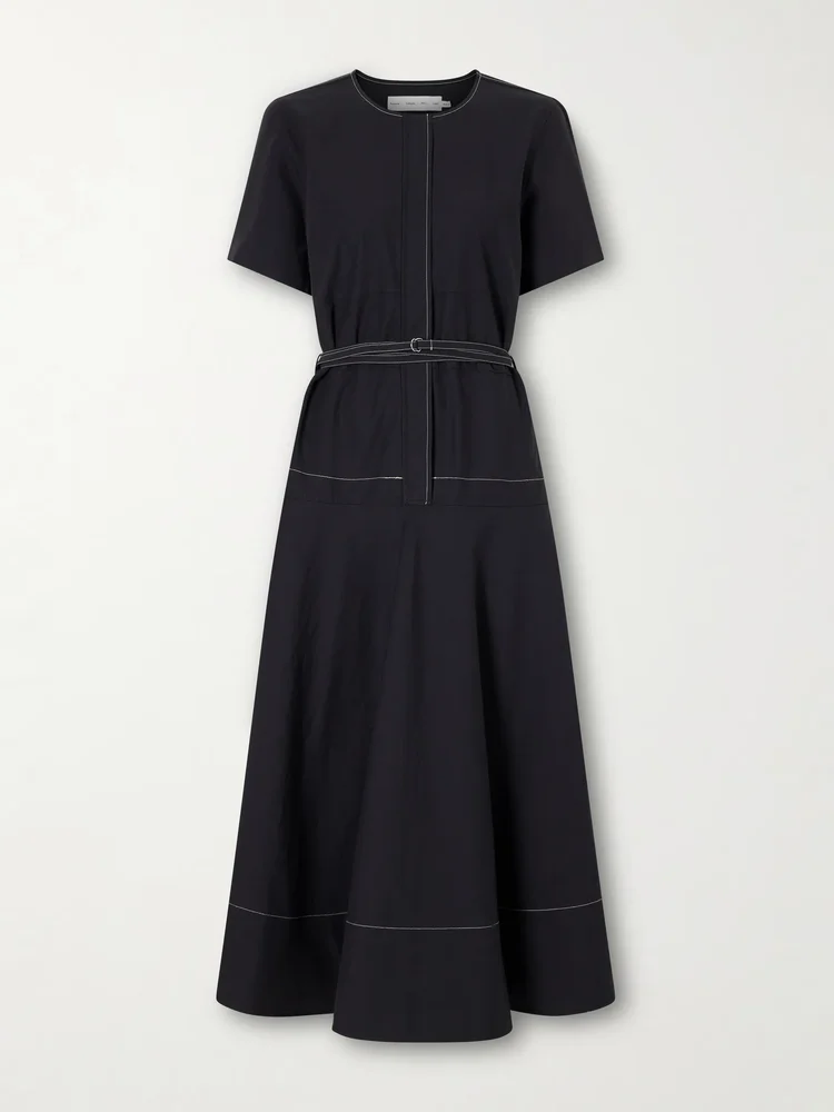 Elizabeth belted poplin maxi dress