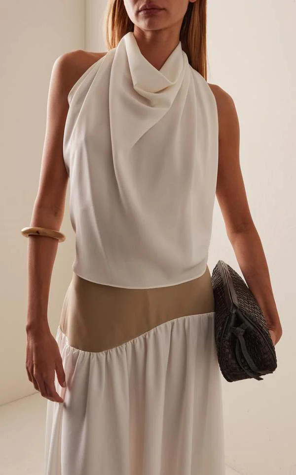 Sloan Crepe Scarf Top - Ivory
