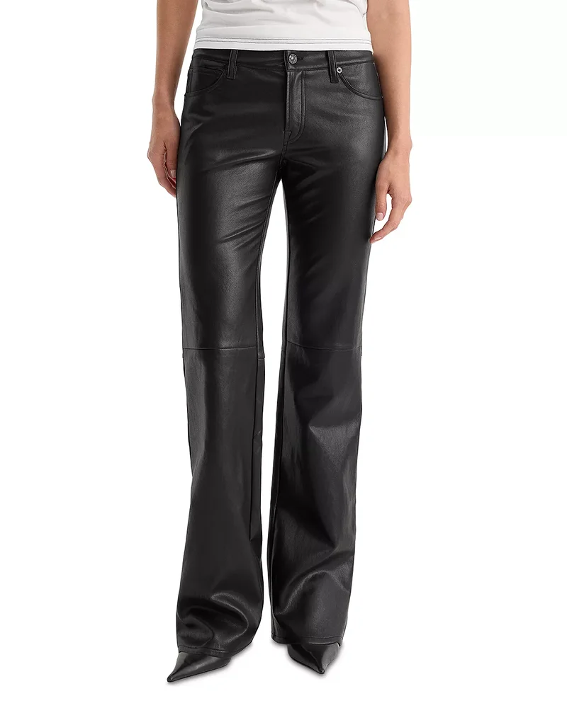 Better Than Leather Faux Leather Low Rise Bootcut Jeans in Black