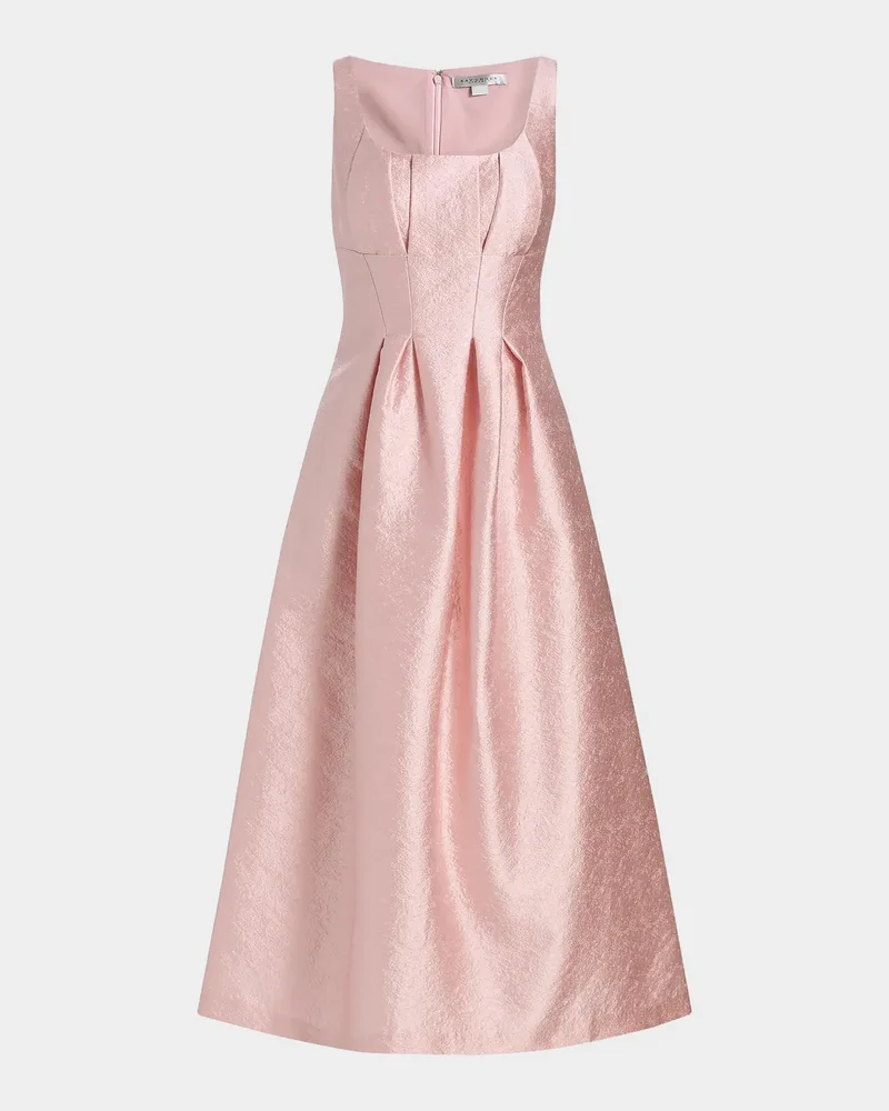 June Sleeveless Pleated Jacquard Midi Dress