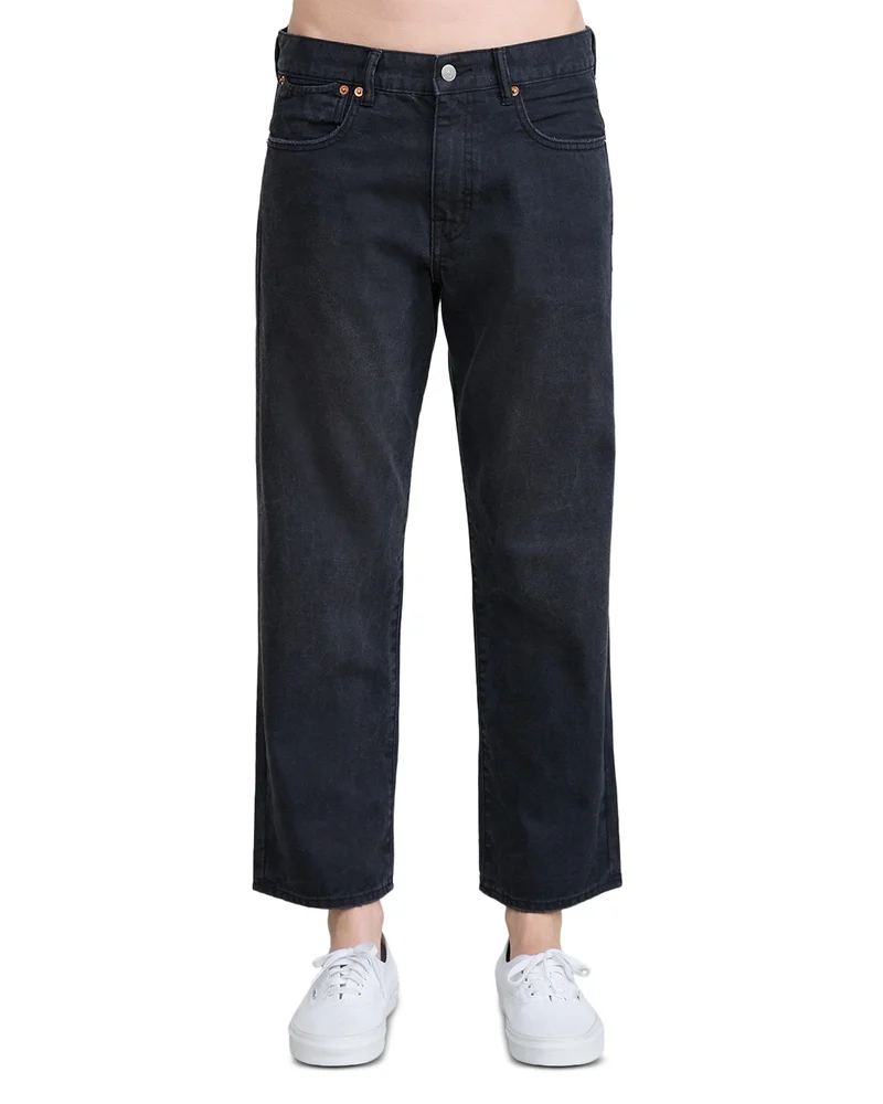 Lucy BF High Rise Relaxed Straight Jeans in Worn Black