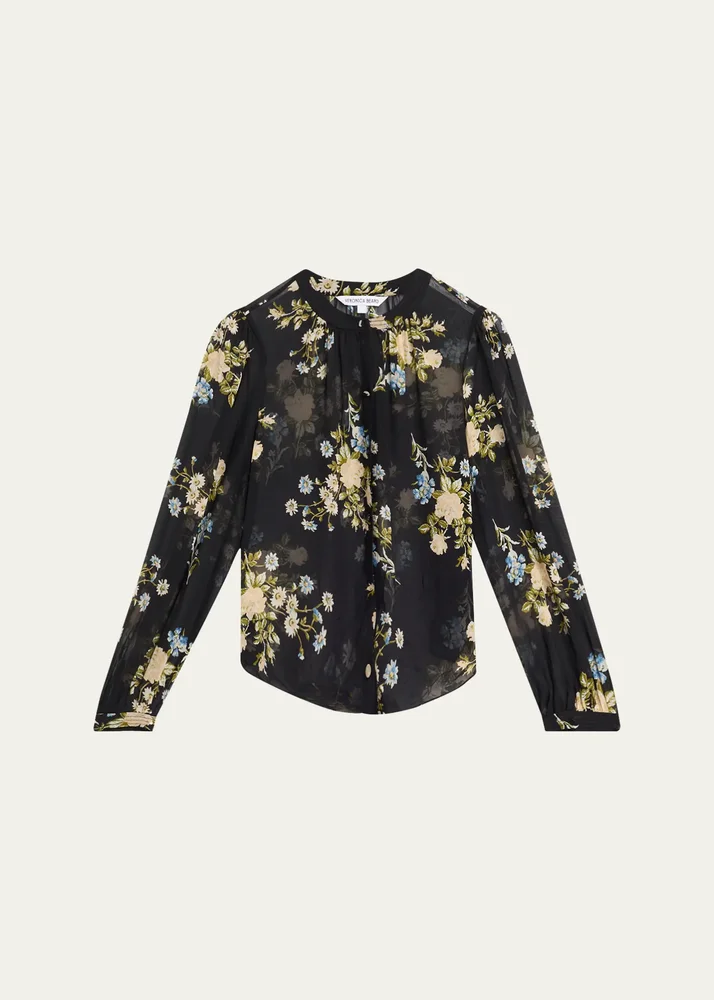 Veronica Beard Ashlynn Floral Silk Blouse